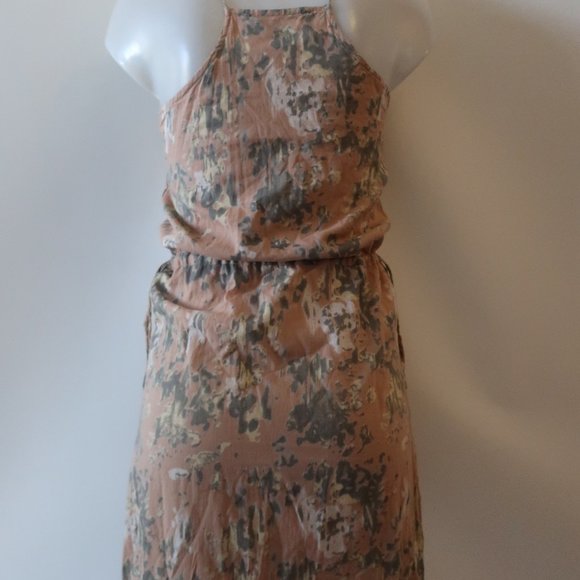 WINTER KATE LT BROWN/GRAY/WHITE PRINT MAXI DRESS SZ XS - Picture 6 of 9